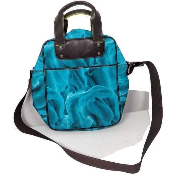 Nike Tote Bag Blue Abstract Print Padded Shoulder Strap Trippy Swirl Travel - Picture 2 of 16